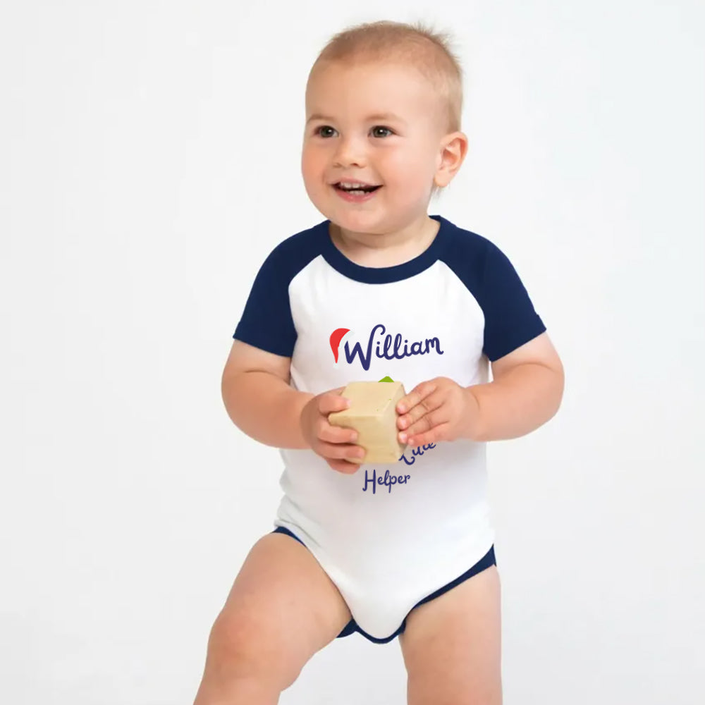Pyjamerry Santa's Little Helper Custom Navy Christmas Baby Pyjamas Onesie