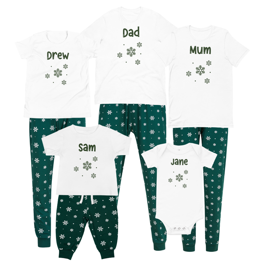 Pyjamerry Snowflakes Custom Christmas Matching Family Pyjamas Set