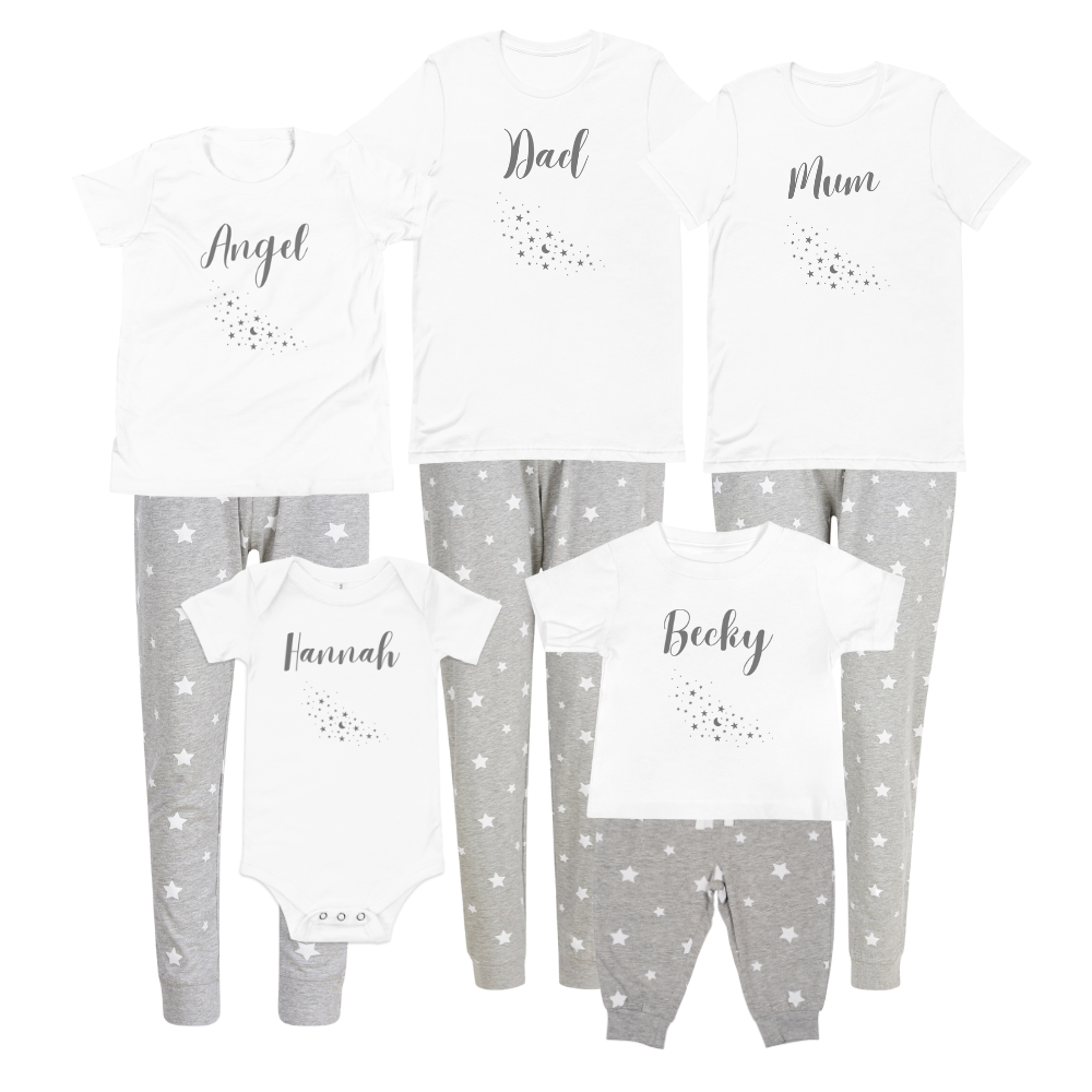 Pyjamerry Moon and Stars Custom Christmas Matching Family Pyjamas Set