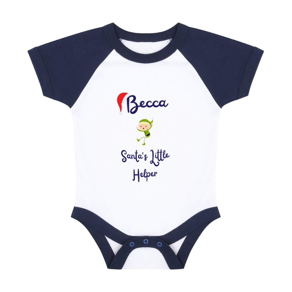 Pyjamerry Santa's Little Helper Custom Navy Christmas Baby Pyjamas Onesie