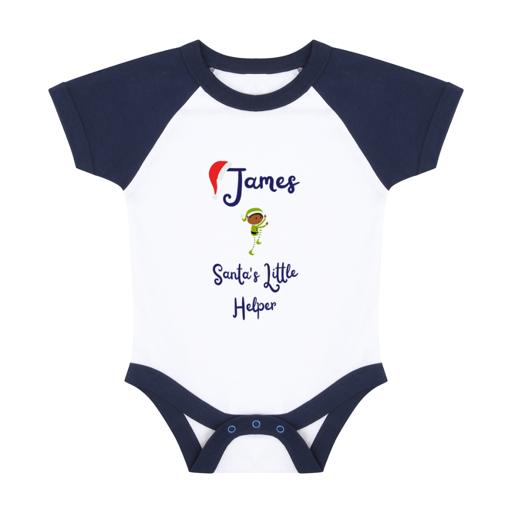 Pyjamerry Santa's Little Helper Custom Navy Christmas Baby Pyjamas Onesie