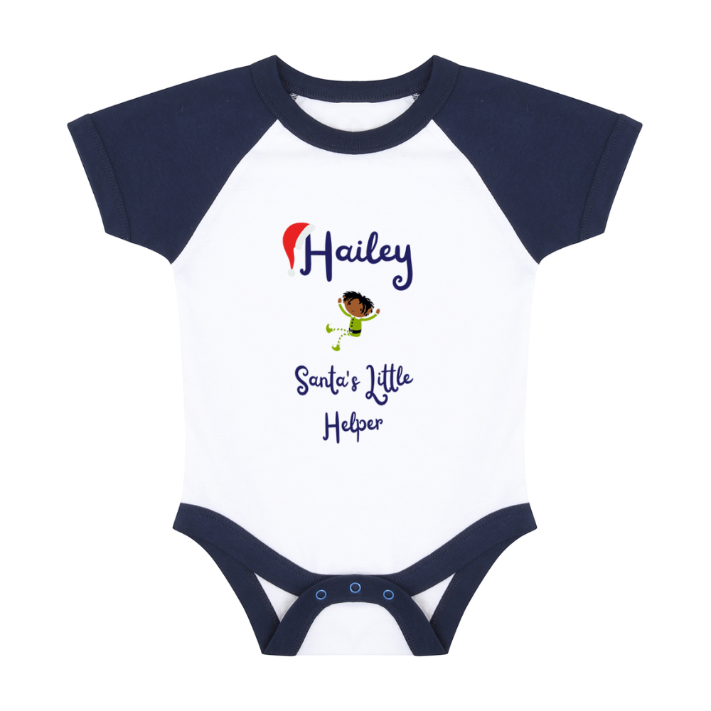 Pyjamerry Santa's Little Helper Custom Navy Christmas Baby Pyjamas Onesie