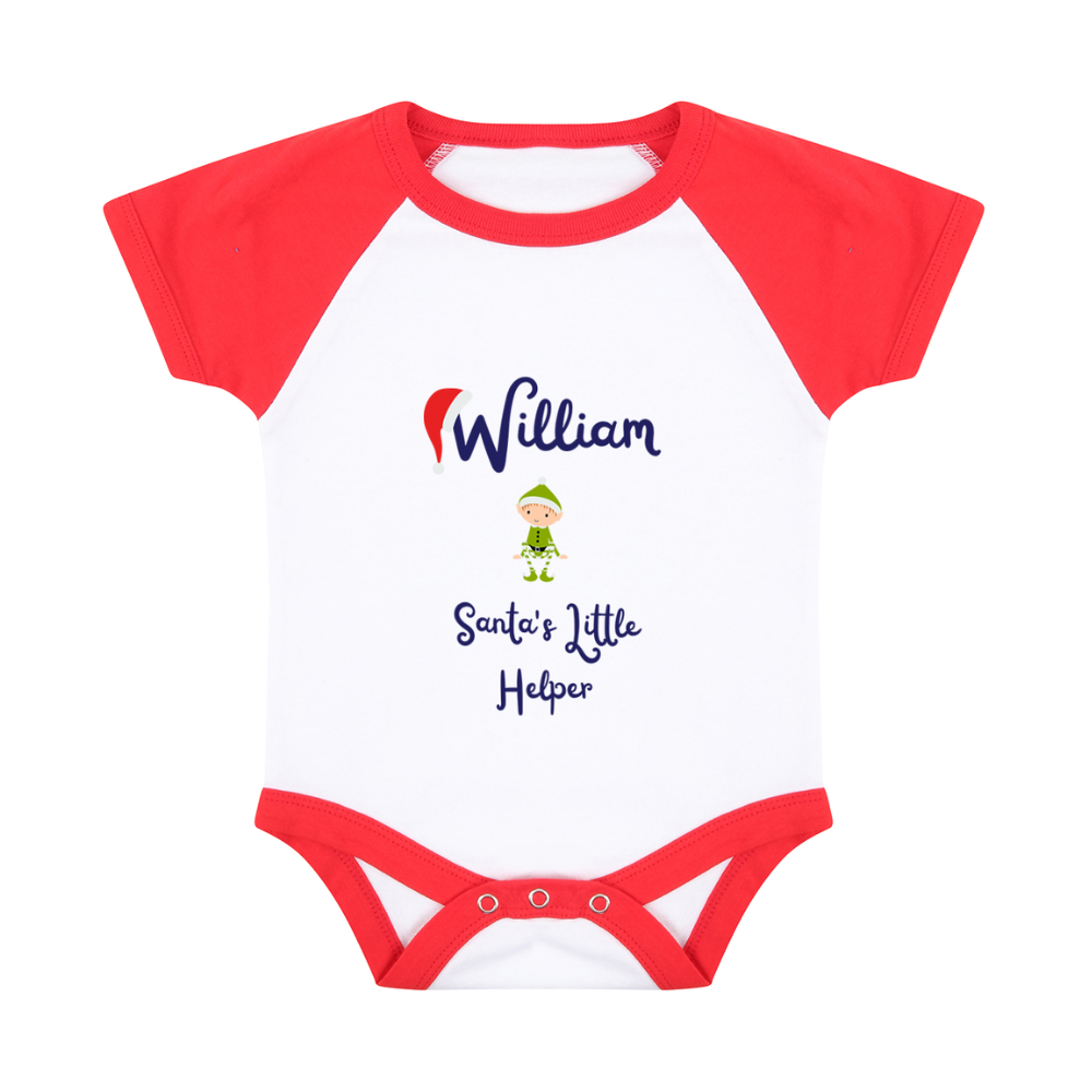 Pyjamerry Santa's Little Helper Custom Red Christmas Baby Pyjamas Onesie