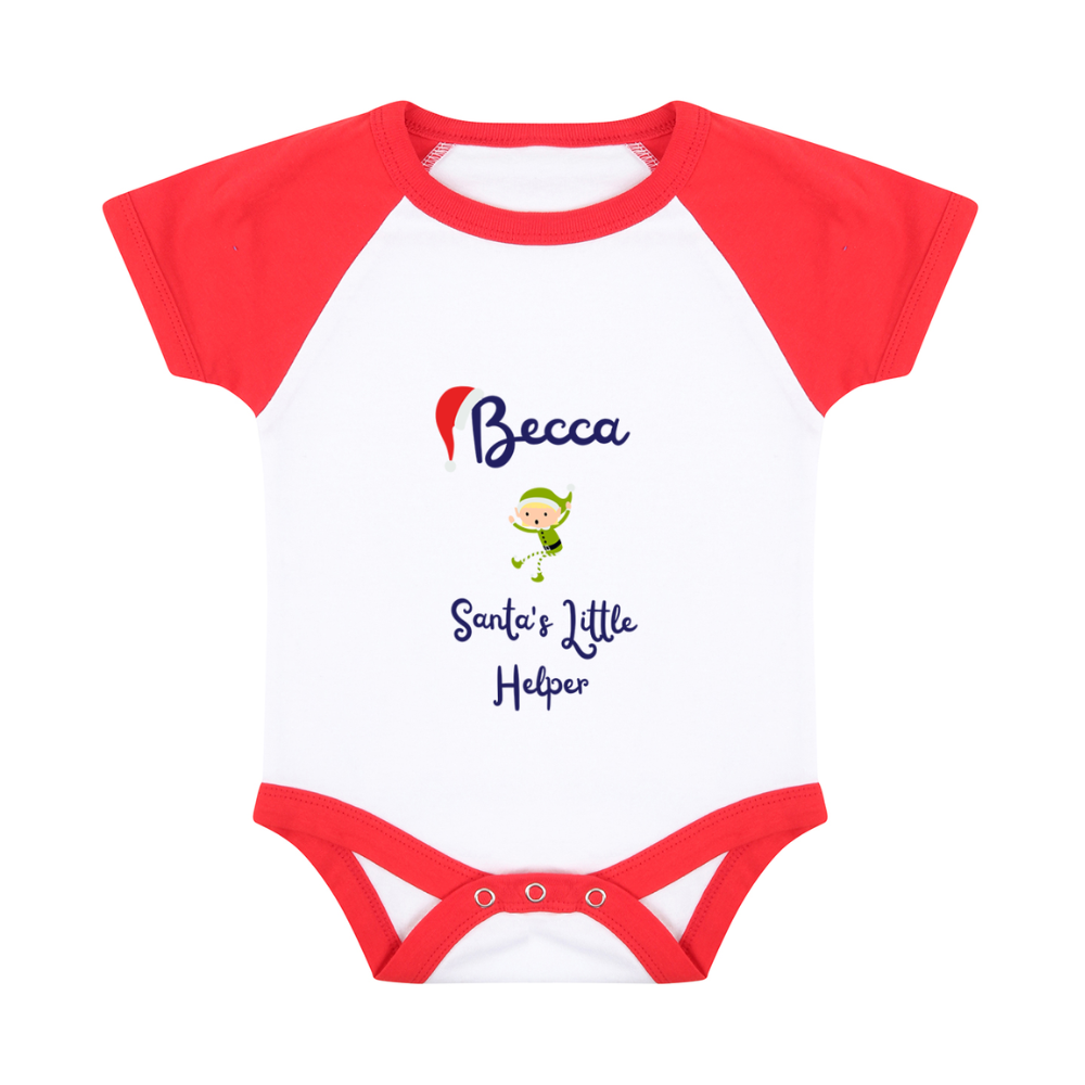 Pyjamerry Santa's Little Helper Custom Red Christmas Baby Pyjamas Onesie