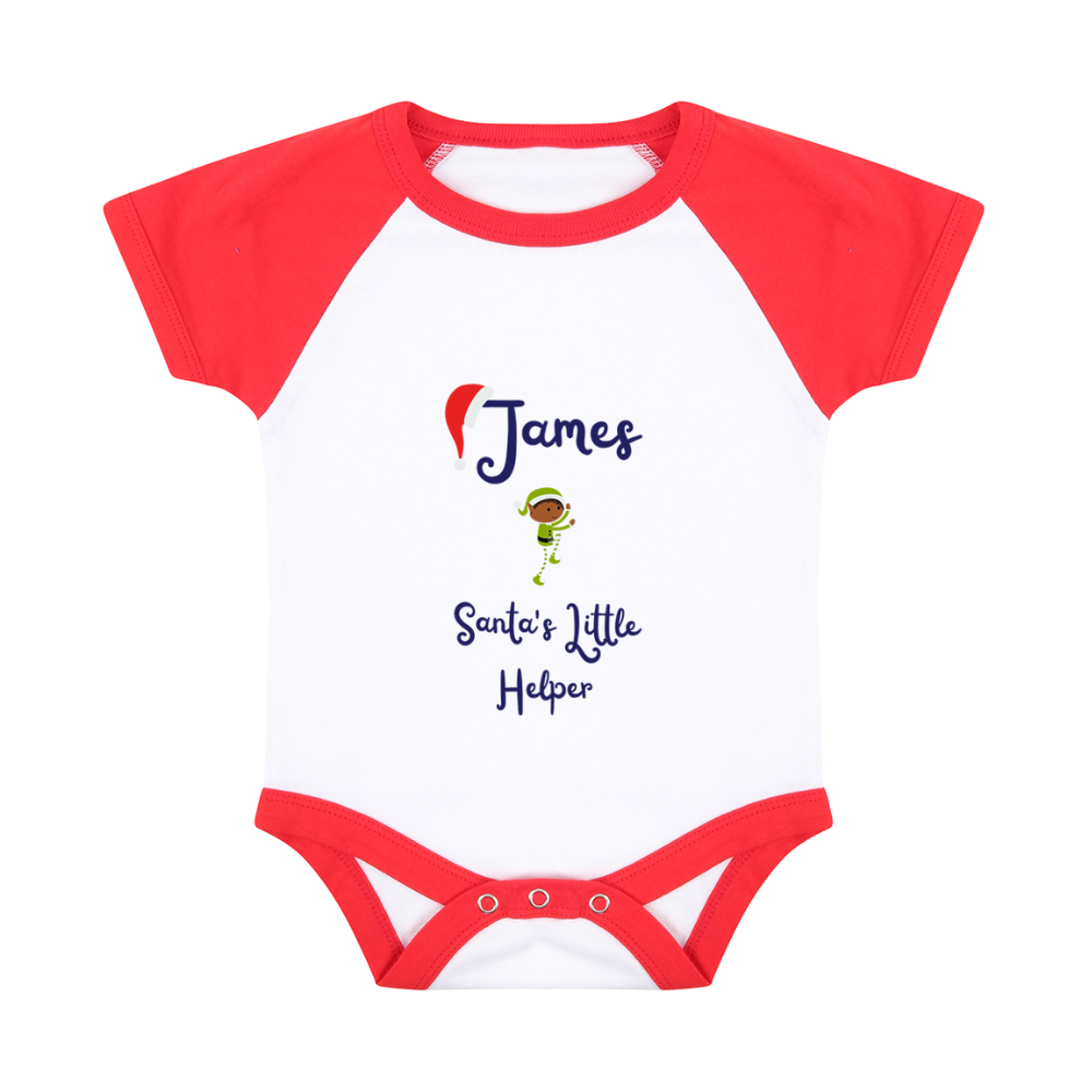 Pyjamerry Santa's Little Helper Custom Red Christmas Baby Pyjamas Onesie