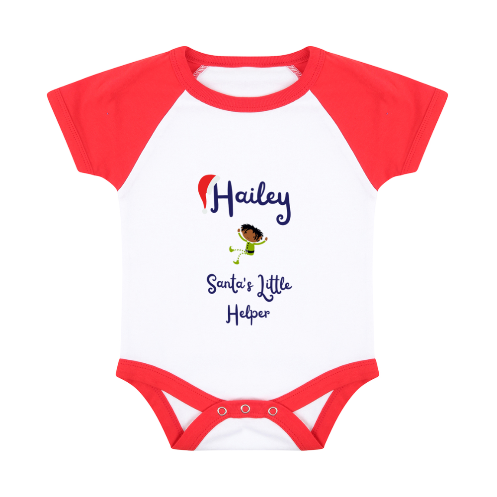 Pyjamerry Santa's Little Helper Custom Red Christmas Baby Pyjamas Onesie