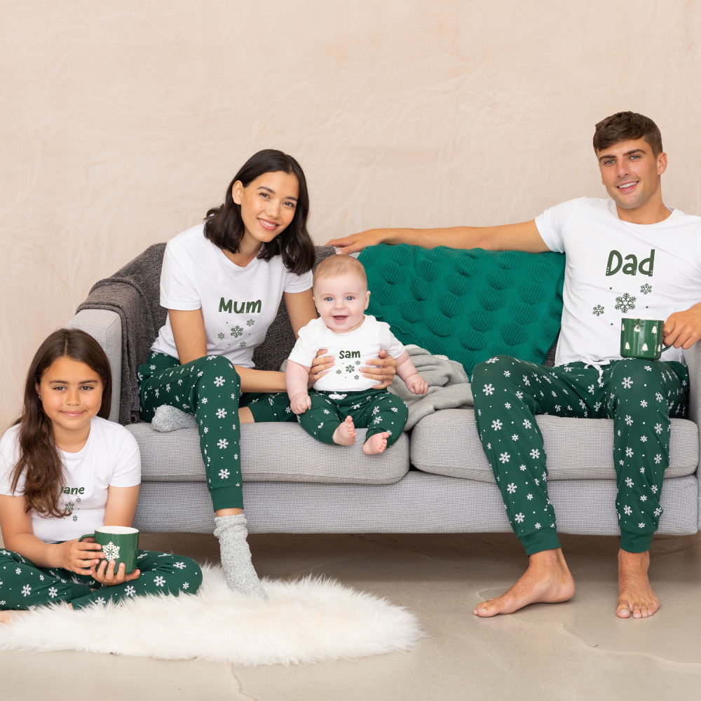 Pyjamerry Snowflakes Custom Christmas Matching Family Pyjamas Set