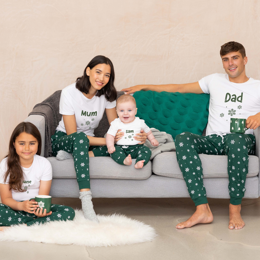 Pyjamerry Snowflakes Custom Christmas Matching Family Pyjamas Set