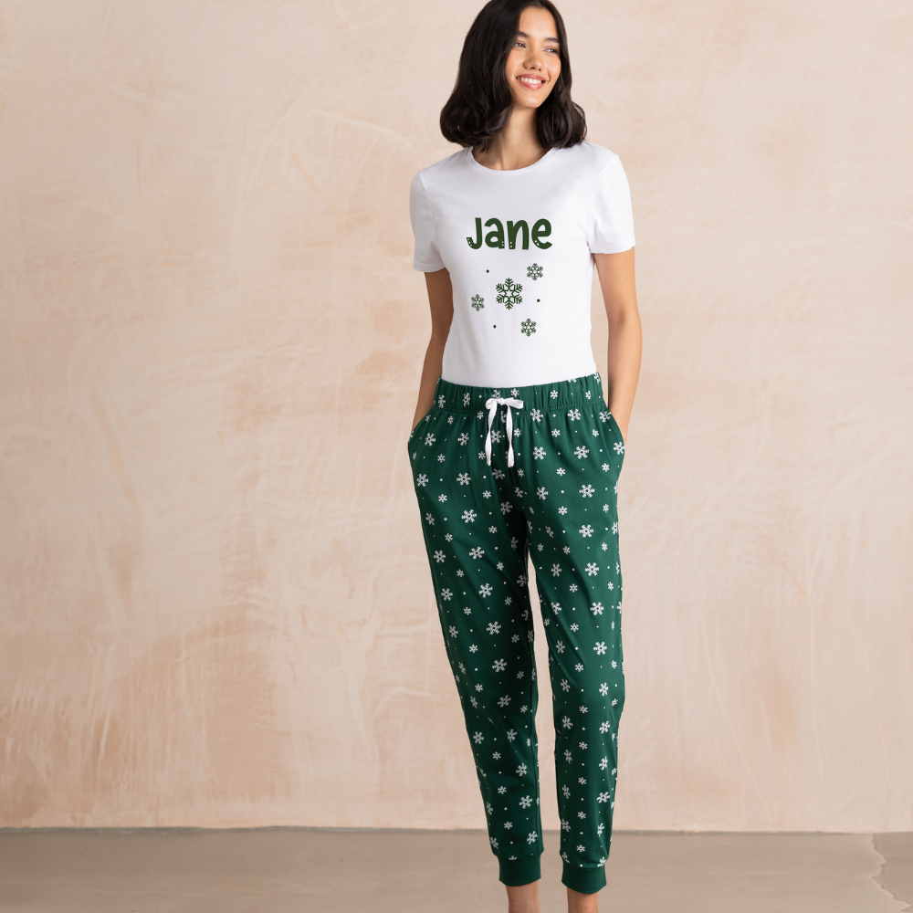 Pyjamerry Snowflakes Custom Christmas Matching Family Pyjamas Set